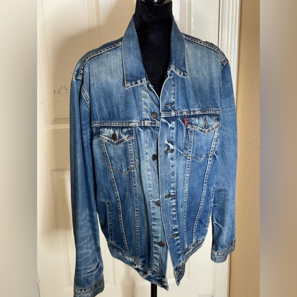Laser Girl Blue Levi’s Trucker Denim Jacket Large - Picture 3 of 12